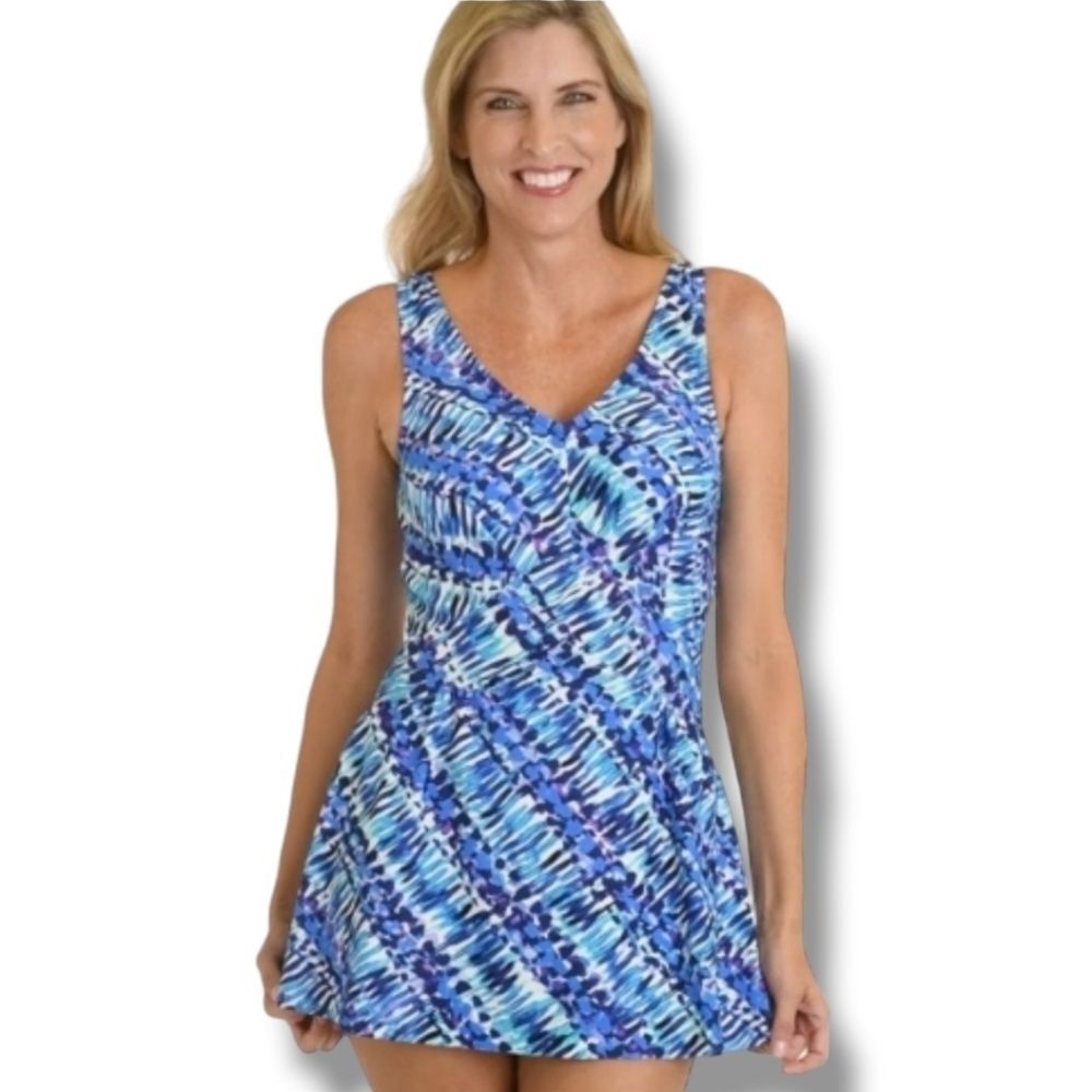 Maxine Sticks And Stones Swim Dress Navy swimsuit Size 8